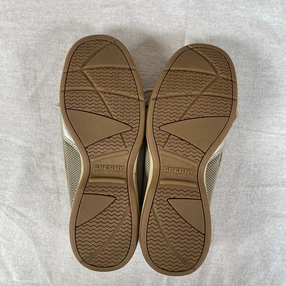 Sperry Womens Top Sider Gold Boat Shoes Size 7.5M Leather Slip On Casual Flats - Picture 8 of 10